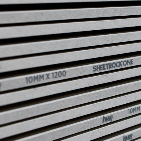 Knauf 10mm SHEETROCK ONE Plasterboard stacked