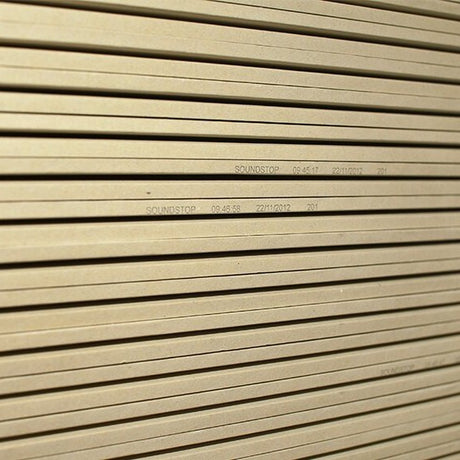 Knauf 13mm Soundstop plasterboard stacked