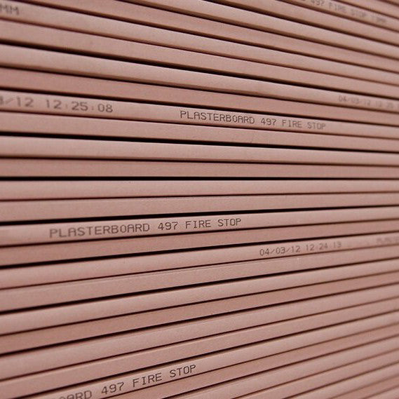 Knauf 16mm FIRESTOP plasterboard stacked