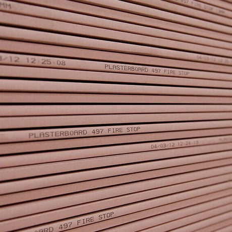 Knauf 16mm FIRESTOP plasterboard stacked