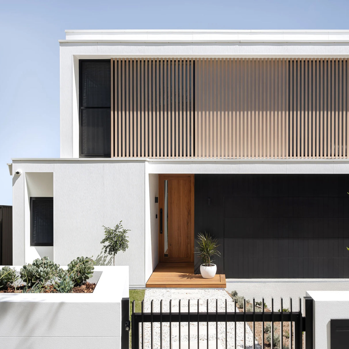 James Hardie brushed concrete fibre cement cladding on display home