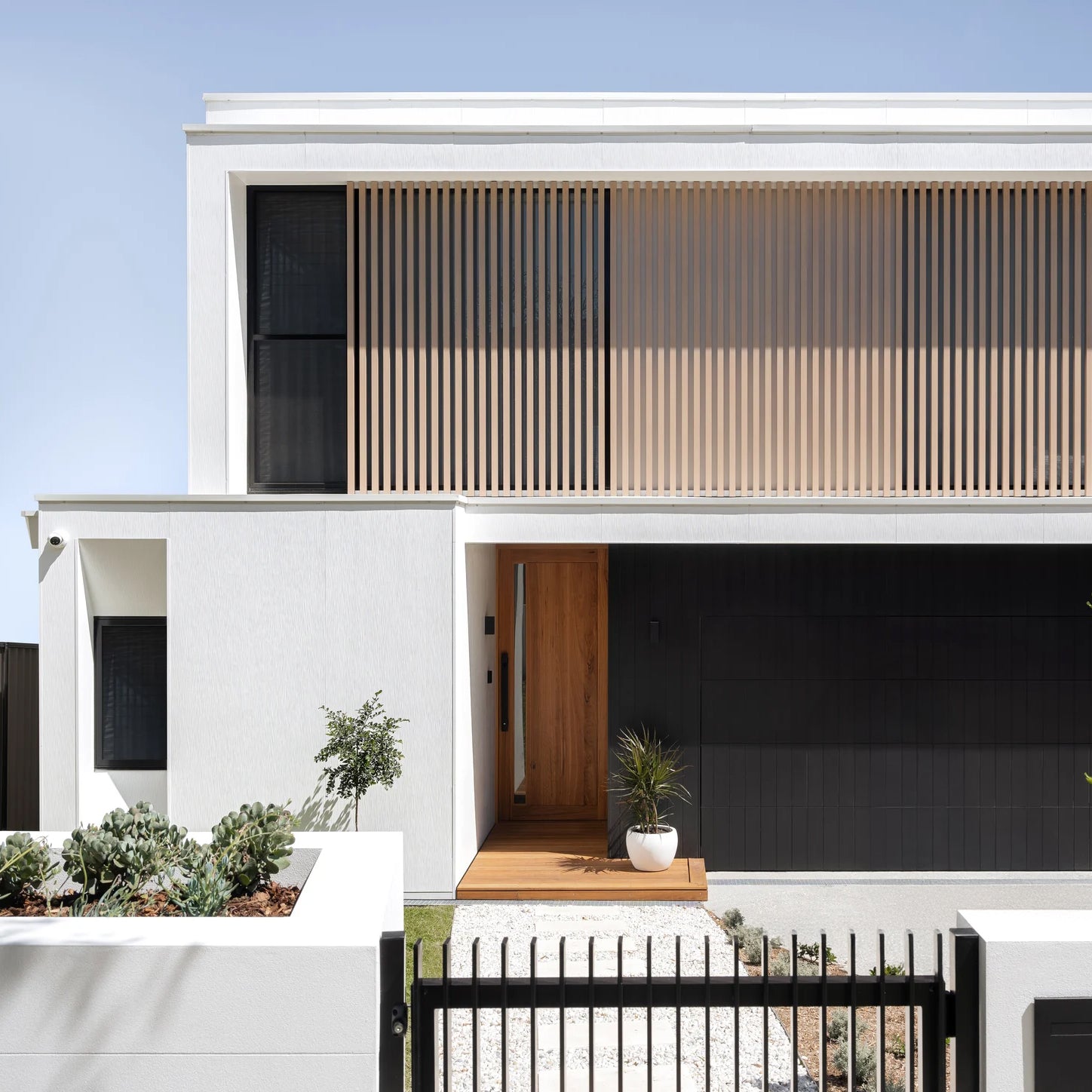 James Hardie brushed concrete fibre cement cladding on display home