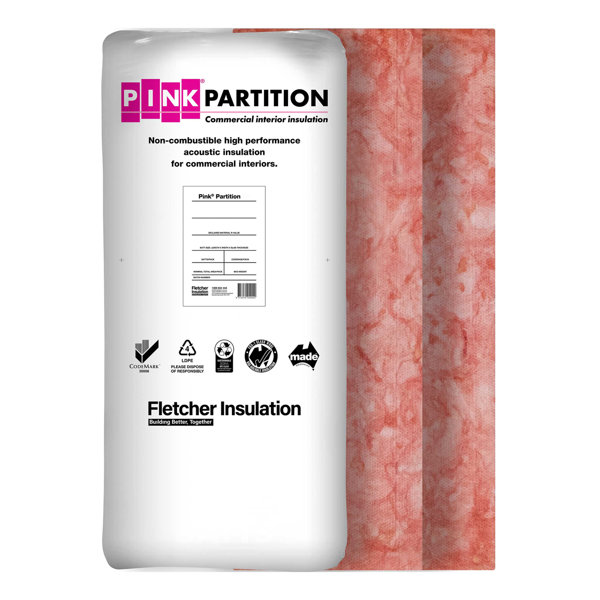 Fletcher Pink® Partition 24 R2.1 Acoustic Insulation 75mm