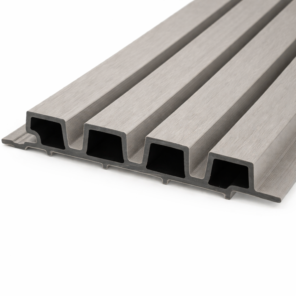 WoodEvo 186mm Composite Castellated Cladding Board Silver Grey