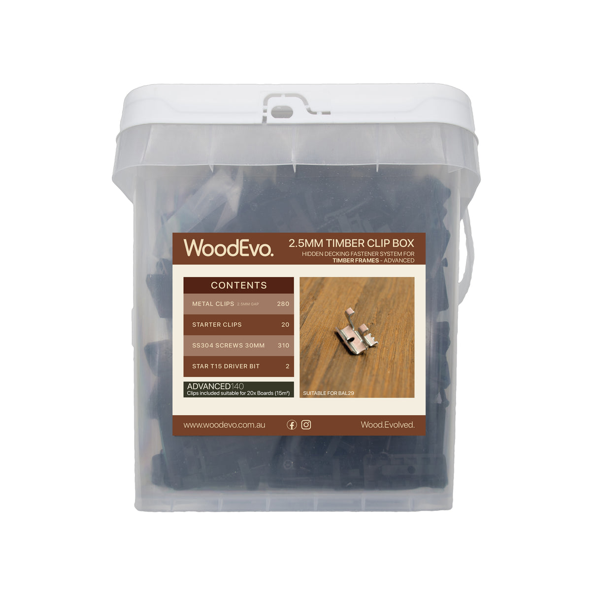 WoodEvo 2.5mm ADVANCED Timber Clip Box