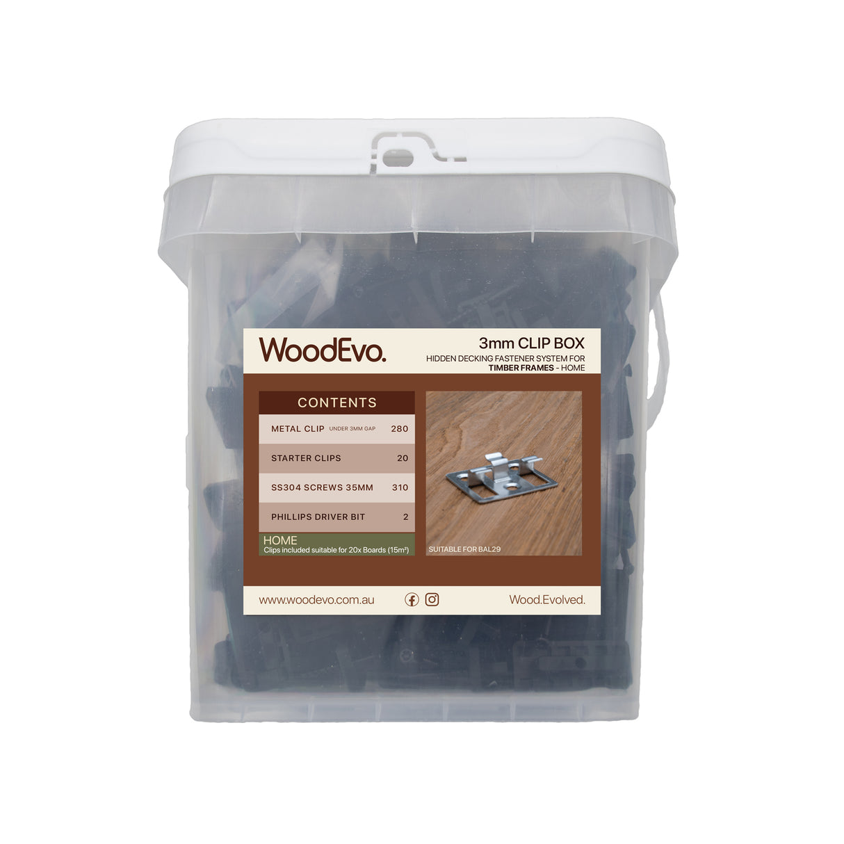 WoodEvo 3mm HOME Timber Clip Box