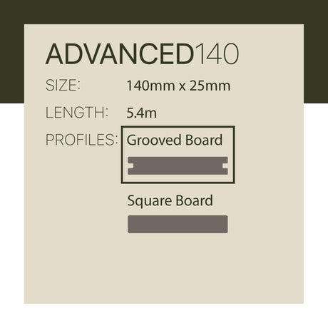 WoodEvo 140x25mm 5.4m ADVANCED Composite Decking Grooved Sandstone