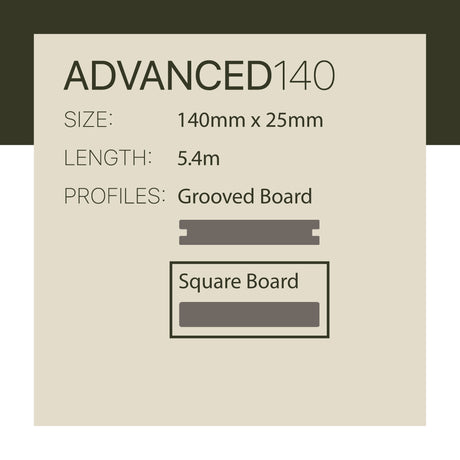 WoodEvo 140x25mm 5.4m ADVANCED Composite Decking Square Sandstone