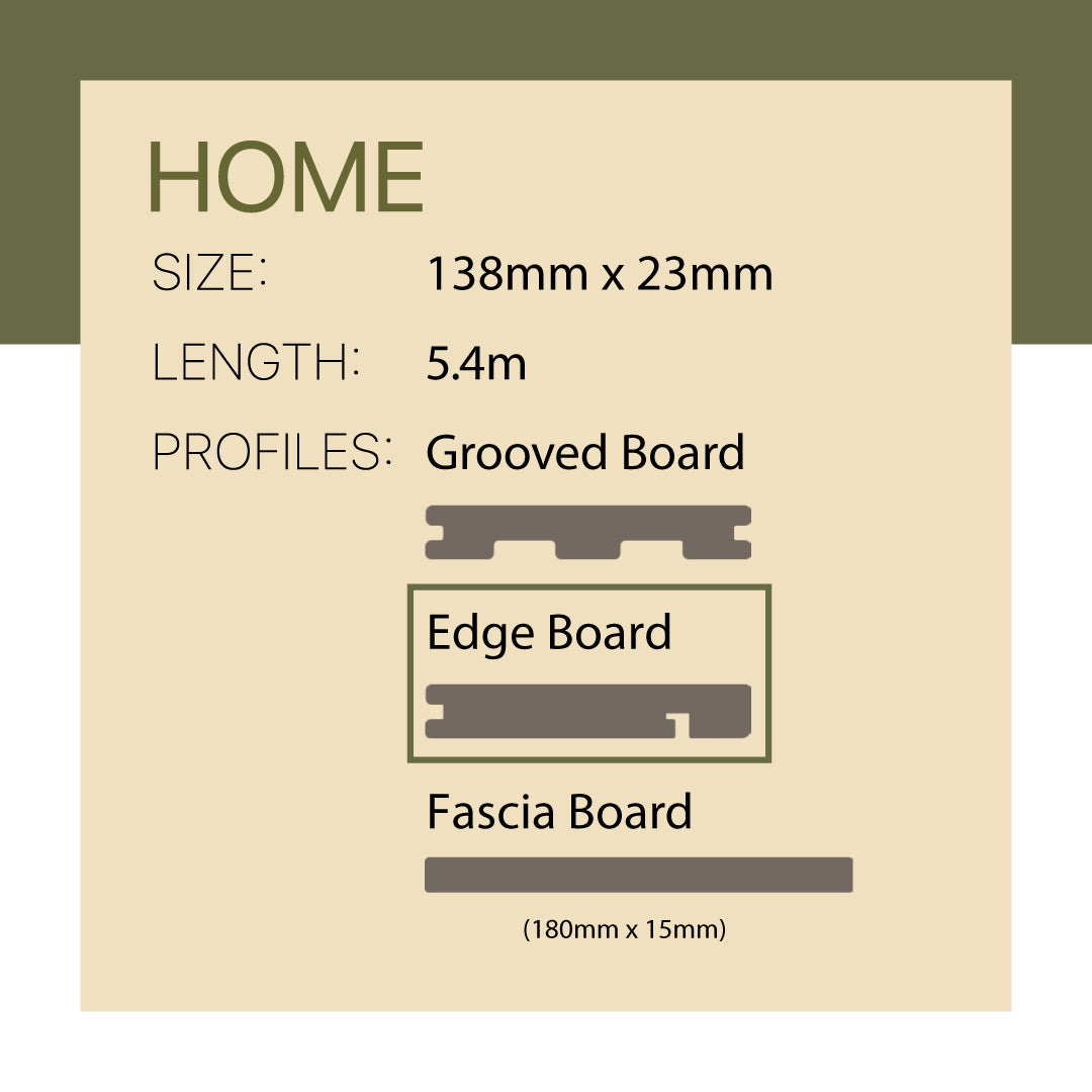 WoodEvo 138x23mm 5.4m HOME Composite Decking Edge Basalt