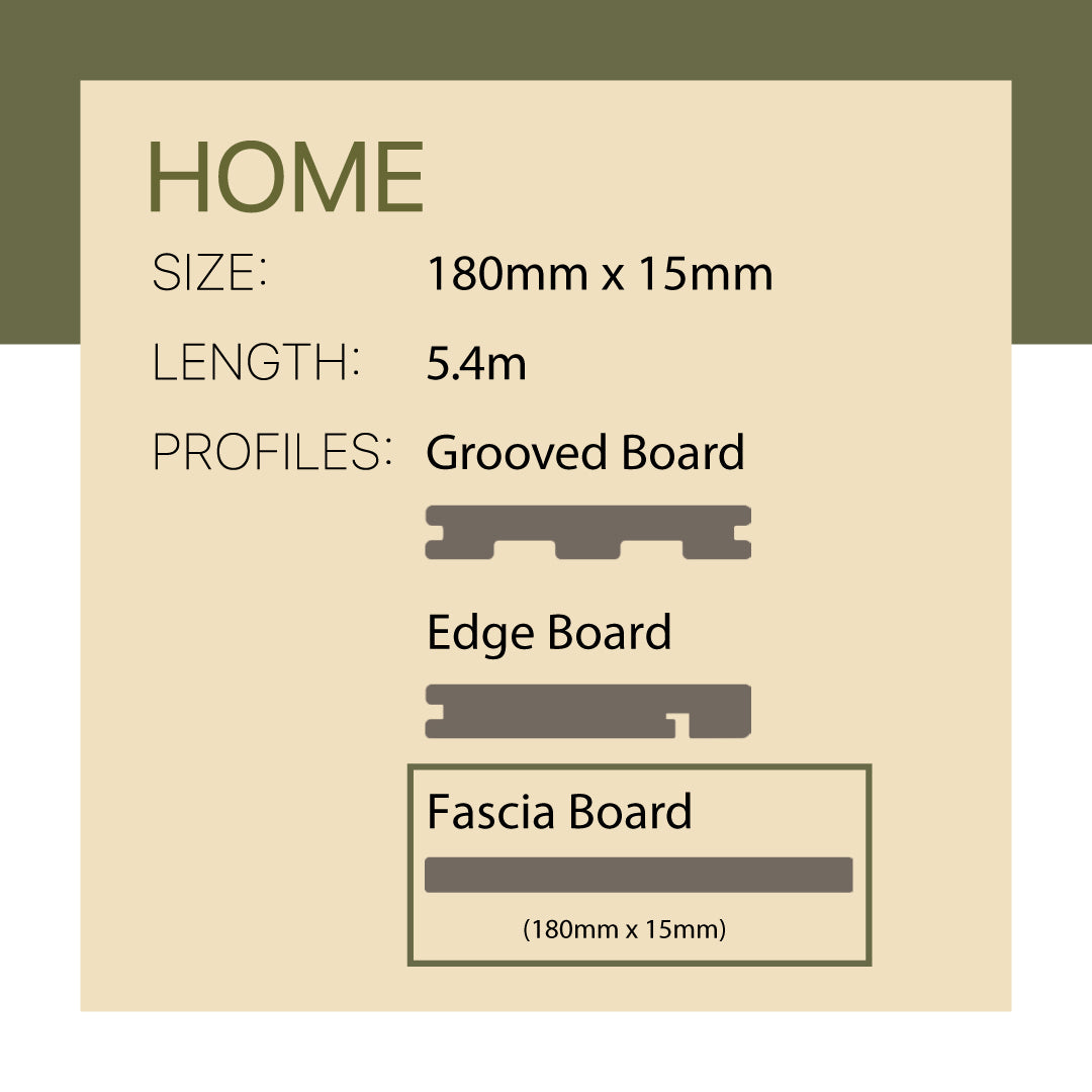 WoodEvo 180x15mm 5.4m HOME Composite Decking Fascia Tallowwood