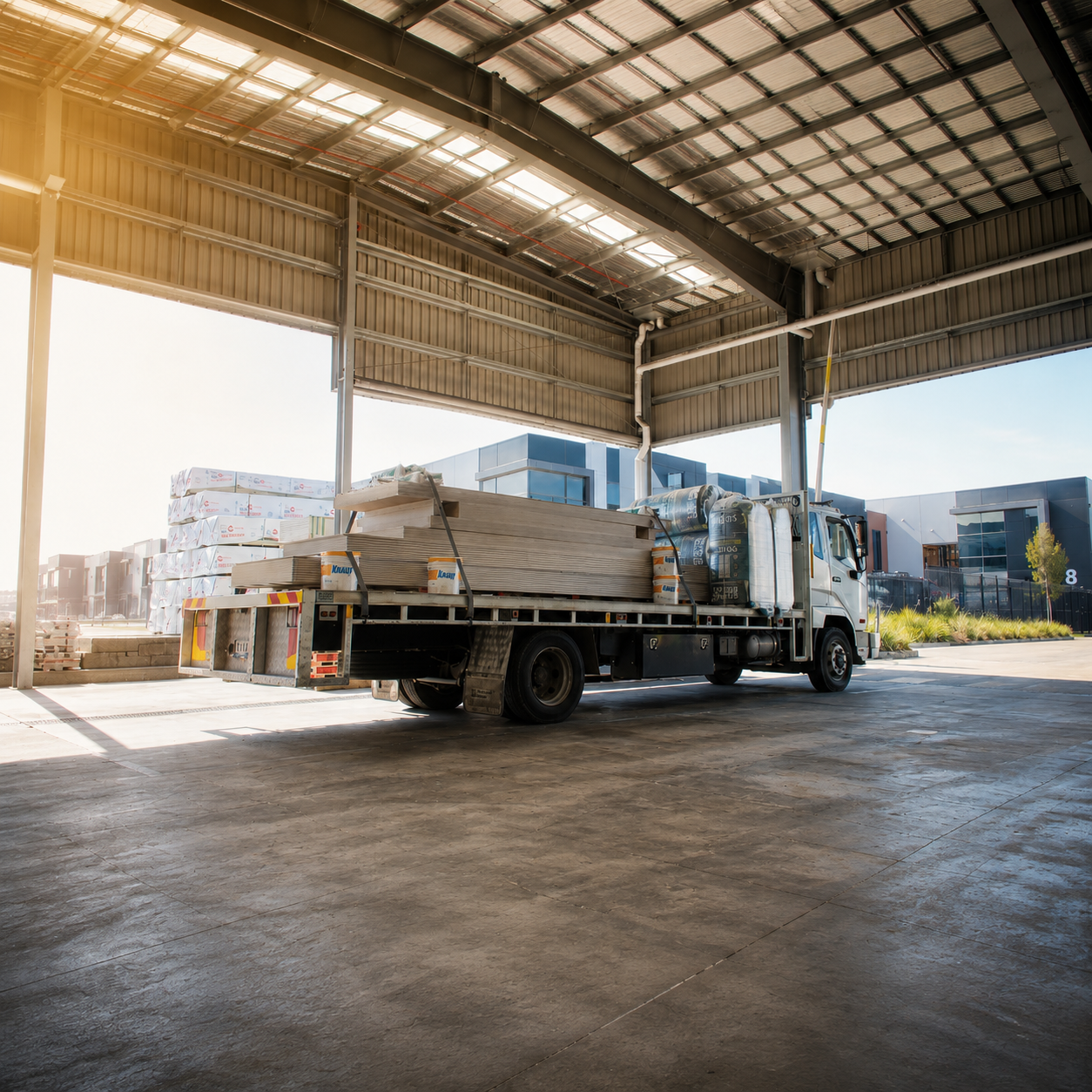 Bell Plaster delivery truck for building supplies across Victoria