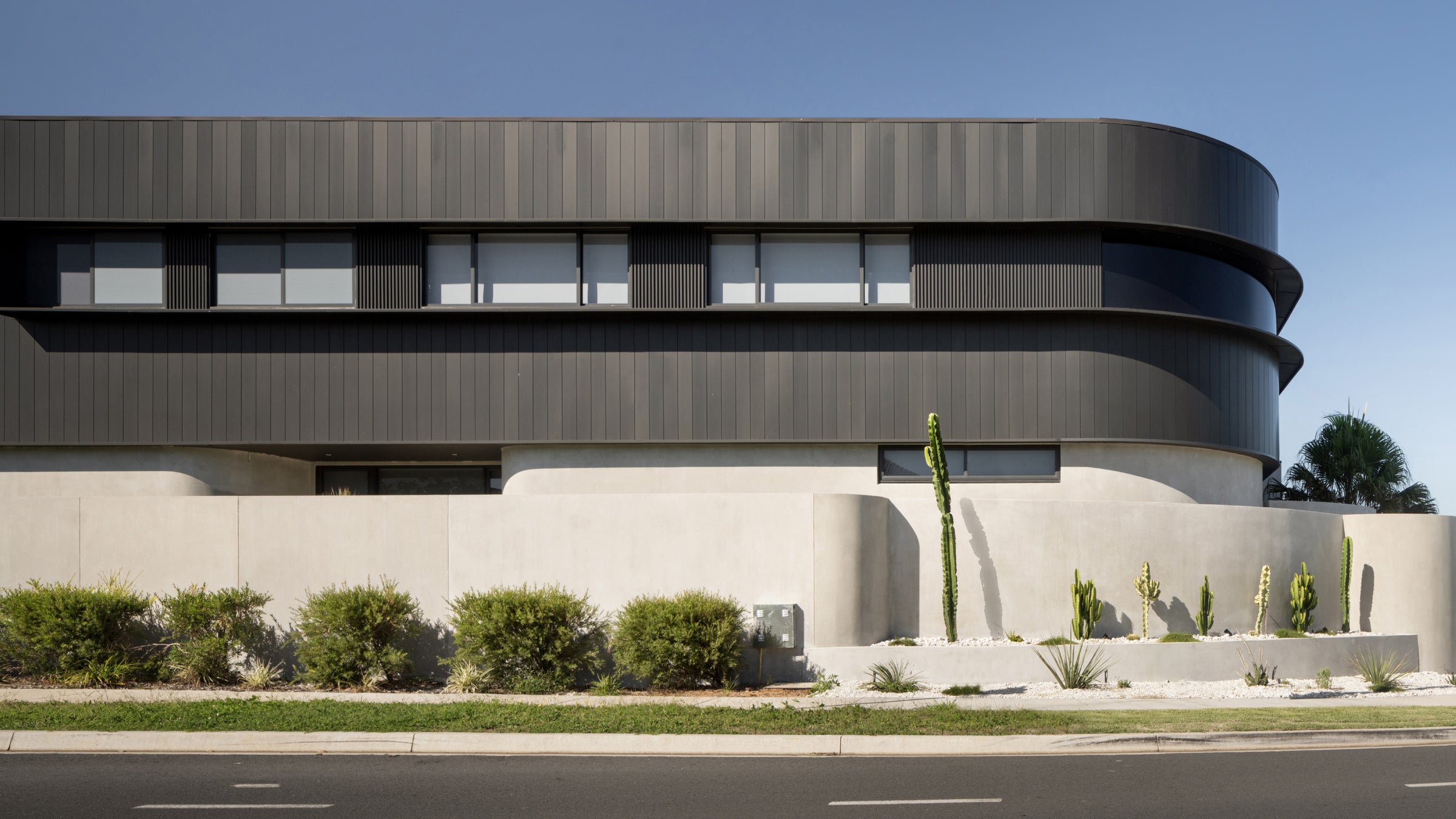 Modern building facade finished with aluminium cladding