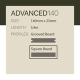 WoodEvo 140x25mm 5.4m ADVANCED Composite Decking Square Smoked Ash