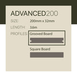 WoodEvo 200x32mm 3.6m ADVANCED Composite Decking Grooved Smoked Ash