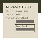 WoodEvo 200x32mm 3.6m ADVANCED Composite Decking Square Smoked Ash