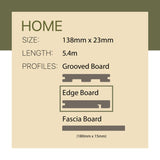 WoodEvo 138x23mm 5.4m HOME Composite Decking Edge Teak
