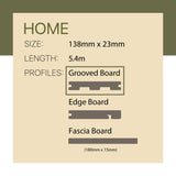 WoodEvo 138x23mm 5.4m HOME Composite Decking Grooved Basalt